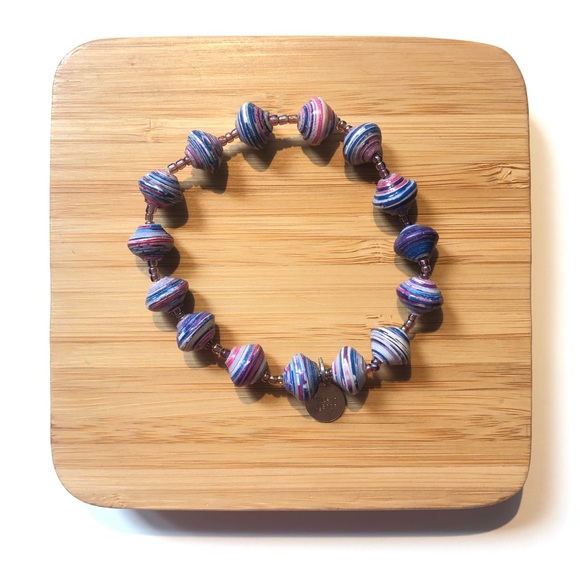 HANDMADE Set of three Ugandan Roll Bracelets - Picture 3 of 5